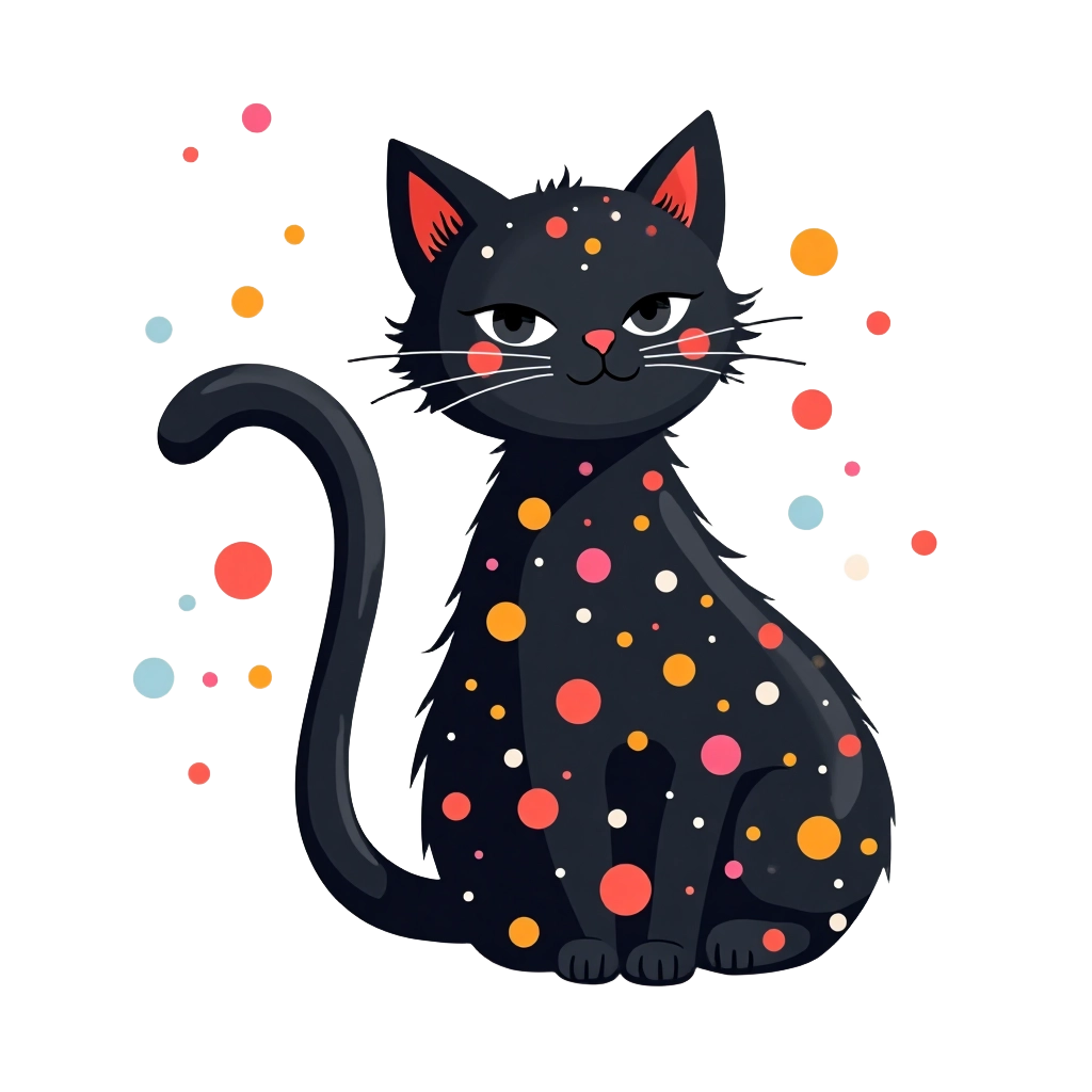 Colorful Polka Dot Cat